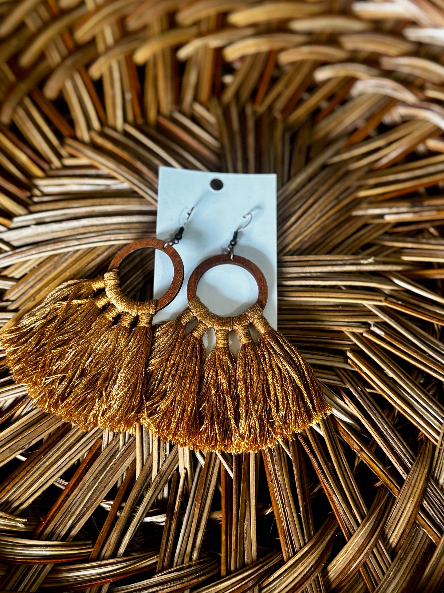 Boho Earrings - Tan Circle