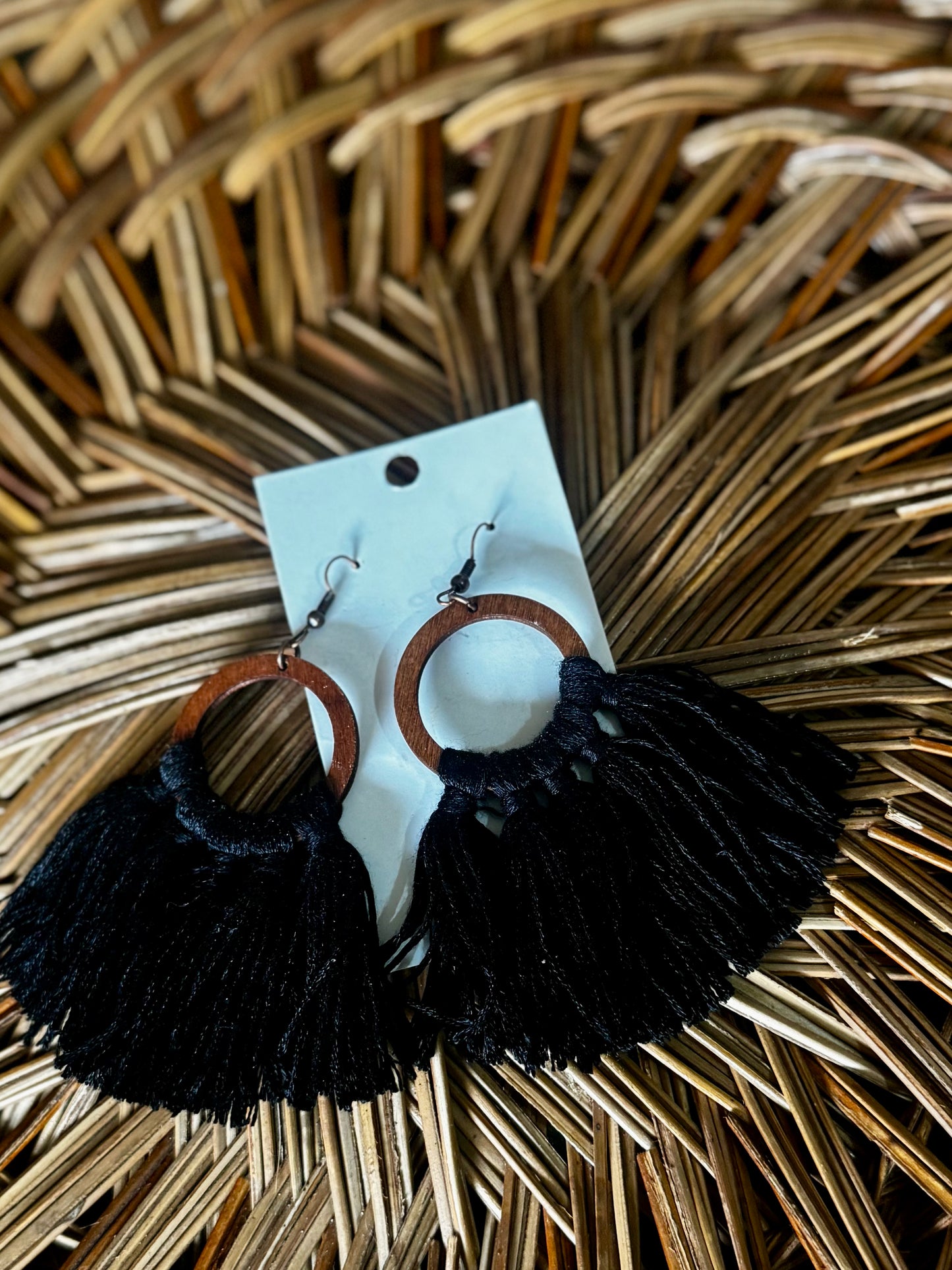 Boho Earrings - Black Circles