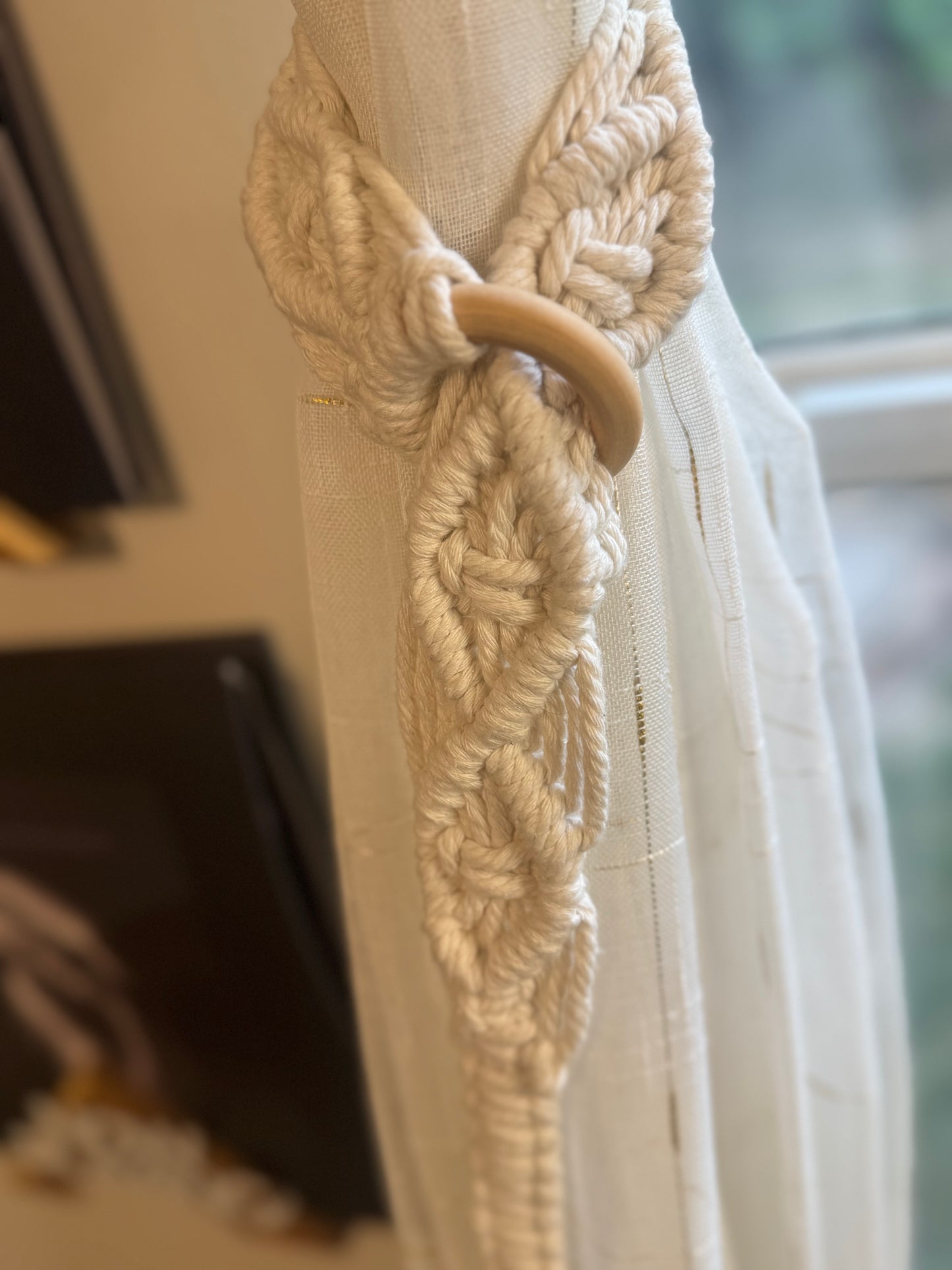 Macrame Boho Curtain Tieback - Diamonds
