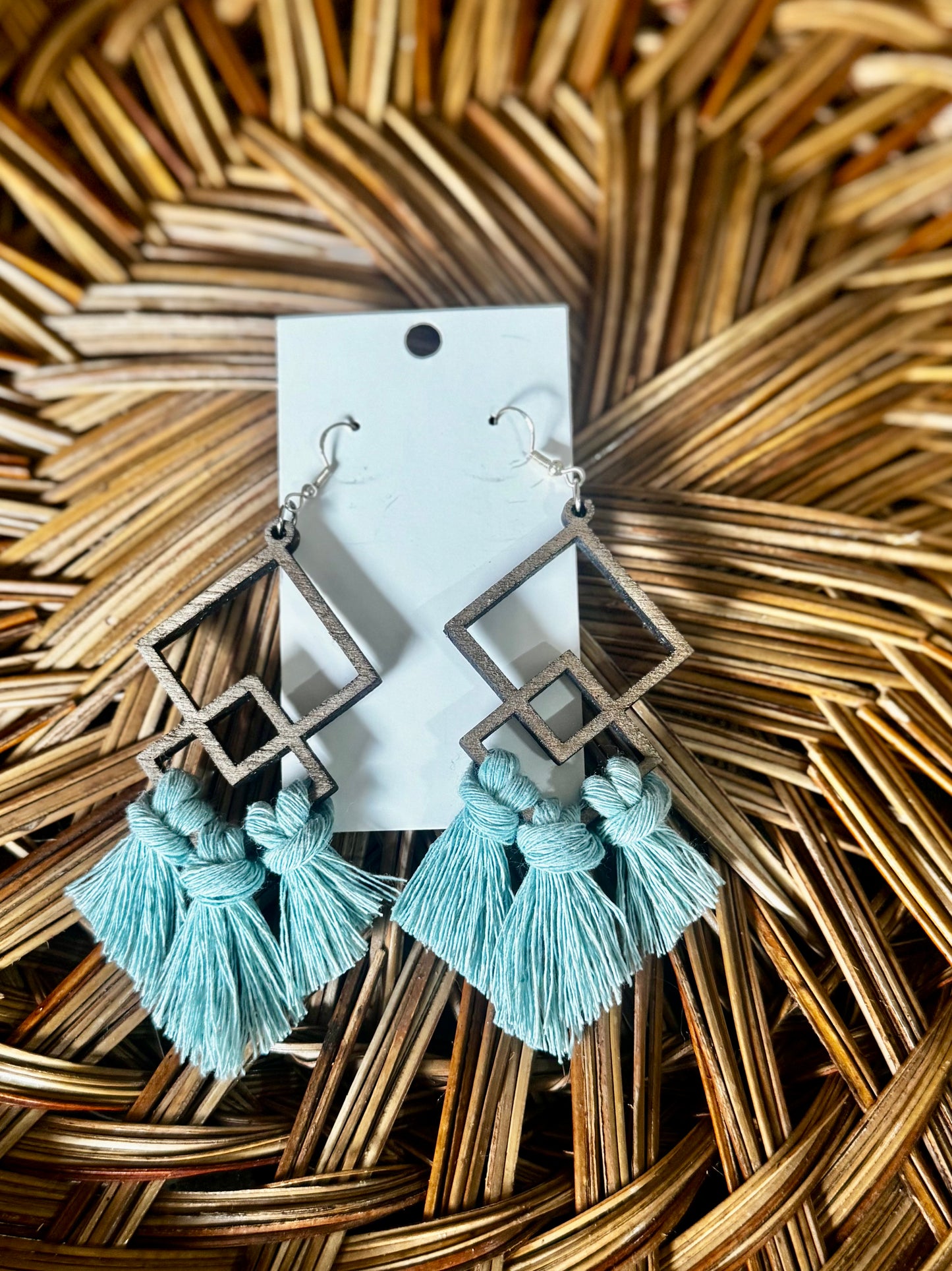 Boho Earrings - Baby Blue Fringe