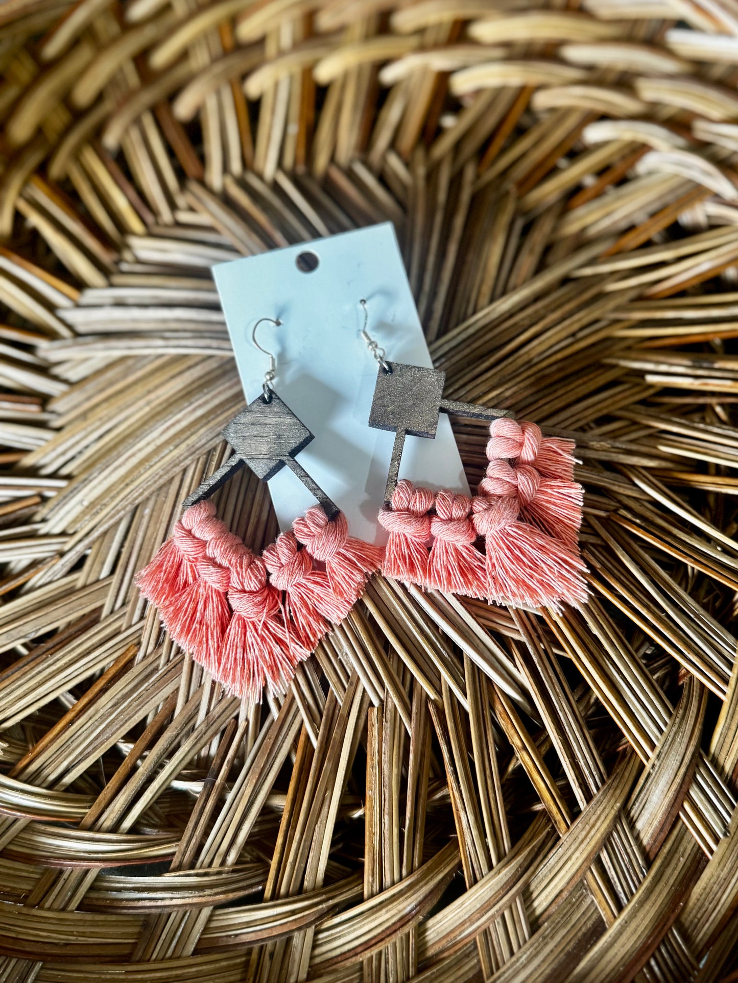 Boho Earrings - Peach Diamonds