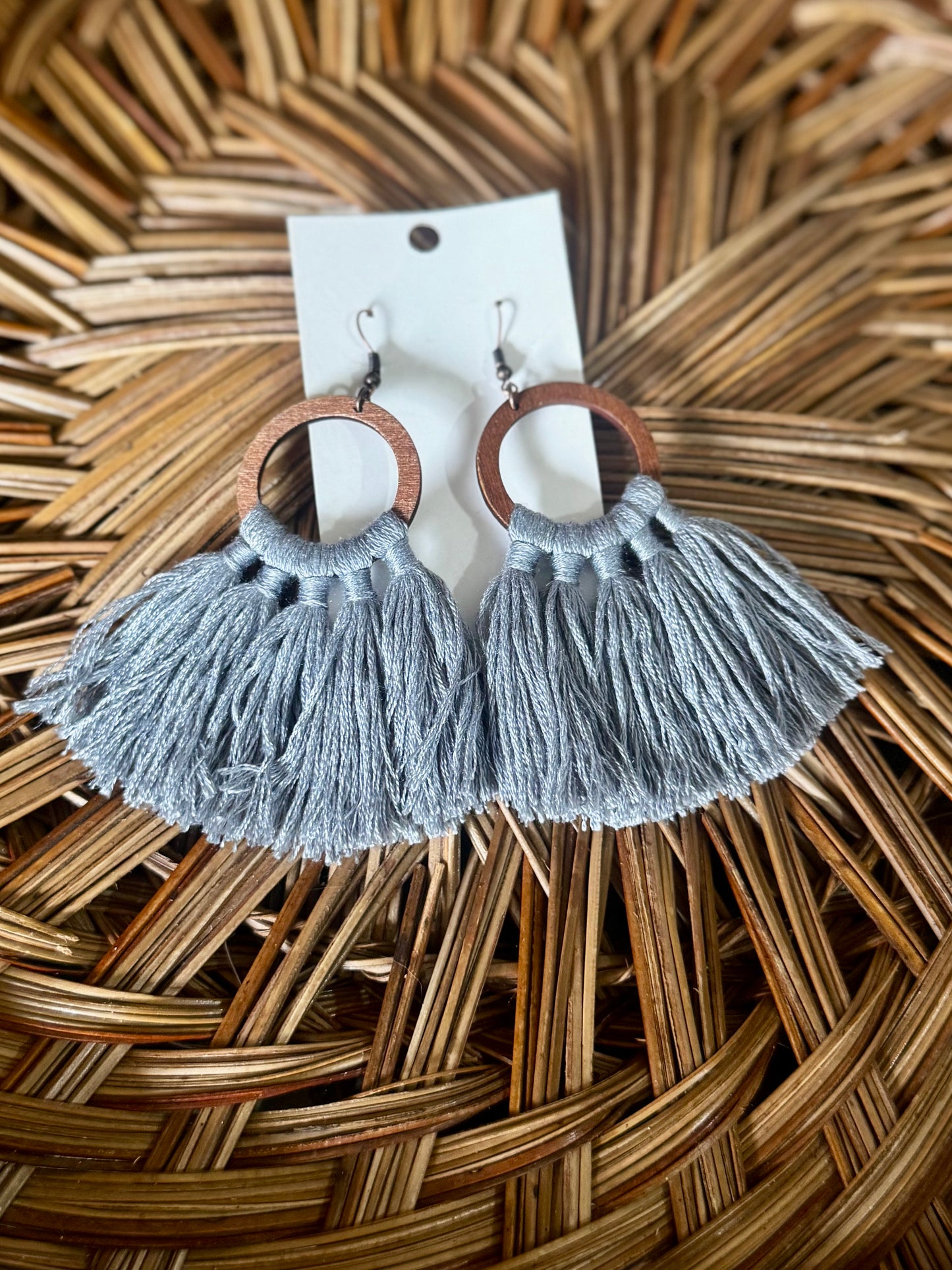 Boho Earrings - Gray Circles